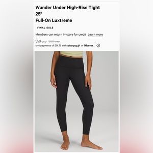 Lululemon Wunder Under 25” Tight